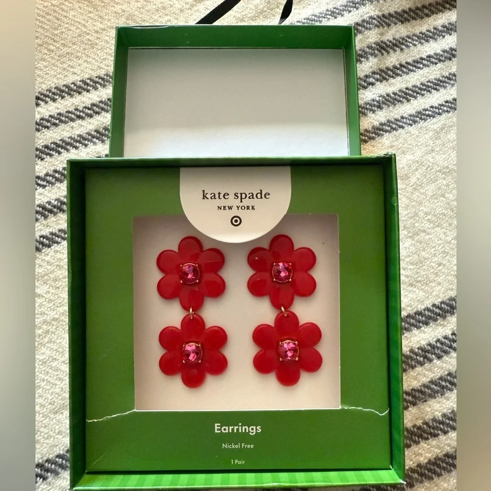 Kate Spade x Target Red Flower Earrings - NWT